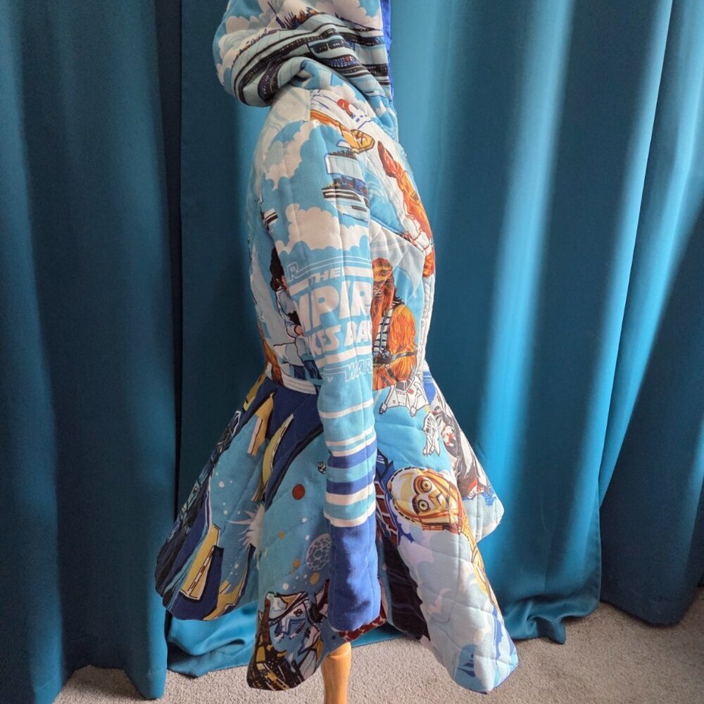 One-of-a-Kind VINTAGE EMPIRE STRIKES BACK Star Wars Custom quilt Jacket XS/S - Picture 6 of 16